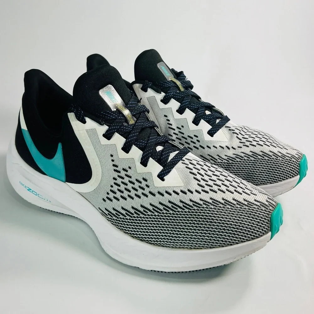 Nike Air Zoom Winflo 6 Black White Oracle Aqua Women 8.5 Running Shoes AQ8228